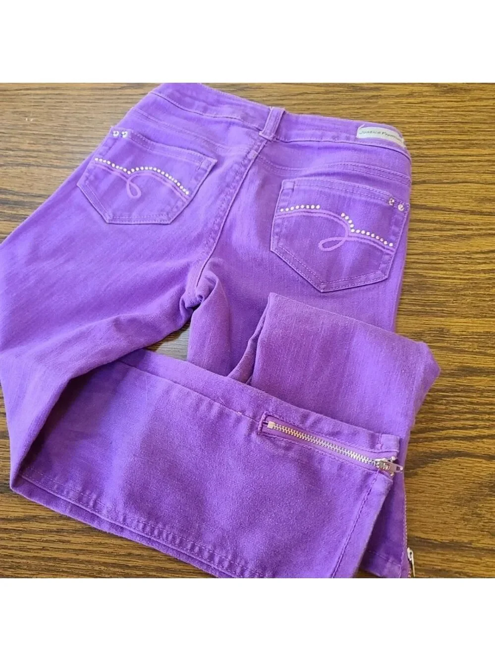 Justice Purple Girls Jeans 10R Ankle Zipper